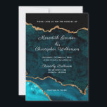 Teal Guld Glitter Agate Geode Bröllop Inbjudningar<br><div class="desc">Teal turkos och Guld Glitter Agate elegant chic bröllopsinbjudan. Skapat av © Lesruba Bröllop.</div>