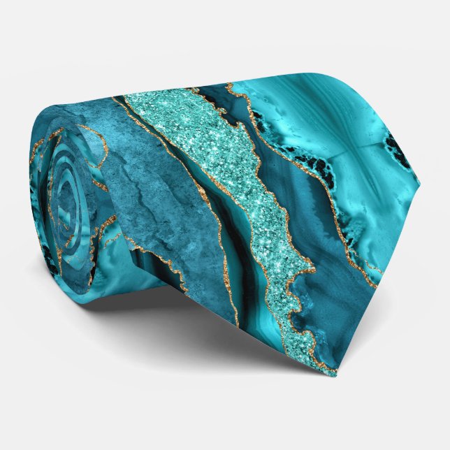 Teal Guld Glitter Sparkly Neck Tie Slips (Rullad)