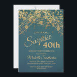 Teal Guld Glitter String Ljus 40:e födelsedag Inbjudningar<br><div class="desc">Chic och trendig 40-dagarsinbjudan till kvinnor med vackra guld-strängar ljus och mousserande bokeh på en djärv tealbakgrund. Text,  typsnitt och ordalydelse är helt anpassade med Zazzles verktyg. Kontakta oss om du behöver hjälp med att anpassa eller matcha produkter.</div>