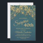 Teal Guld Glitter String Ljus 40:e födelsedag Inbjudningar<br><div class="desc">Chic och trendig 40-dagarsinbjudan till kvinnor med vackra guld-strängar ljus och mousserande bokeh på en djärv tealbakgrund. Text,  typsnitt och ordalydelse är helt anpassade med Zazzles verktyg. Kontakta oss om du behöver hjälp med att anpassa eller matcha produkter.</div>
