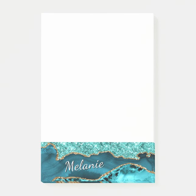 Teal Guld Glittriga Post-it® Anteckningsblock Pres Post-it Block (Framsida)