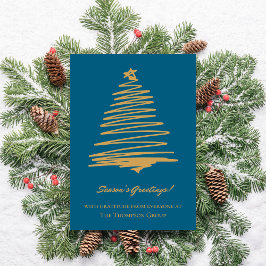 Teal Guld Julgran Corporate Business Julkort