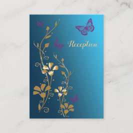 Teal Guld Lila Blommigt Butterflies Bröllop Infoga Tilläggskort
