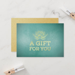 Teal & Guld Lotus YOGA Instructor Gift Certificate Rabattkort