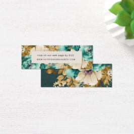 Teal Guld Luxe Blommigt Bröllop insättningskort Litet Visitkort