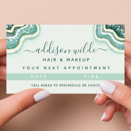 Teal Guld Luxe Glitter Agate Geode Tidsbeställning Kort