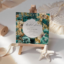Teal Guld Luxurious Blommigt Möhippa
