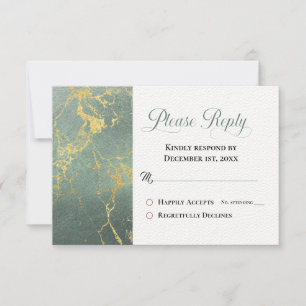 Teal & Guld Marble OSA Svara Bröllop