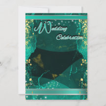 Teal & Guld Marble Platt Kort
