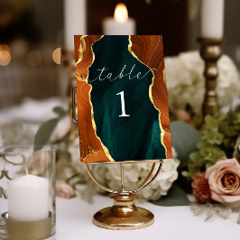 Teal & Guld Marmor Agat Bordskort