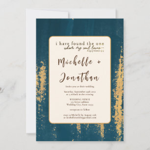 Teal Guld Modern Art Bible Verse Christian Bröllop Inbjudningar