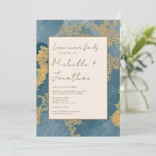 Teal Guld Modern Christian Bible Verse Bröllop Inbjudningar