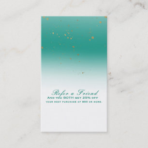 Teal & Guld Modern Glam Chic Referera en vän Rabattkort