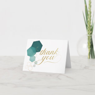 Teal & Guld Modern Hexagon Tack Kort