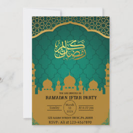 Teal & Guld Muslim Islamic Ramadan Iftar Party Inbjudningar