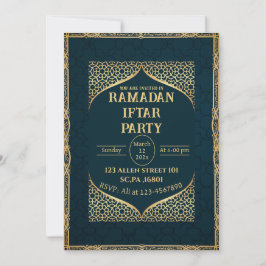 Teal & Guld Muslim Islamic Ramadan Iftar Party Inbjudningar