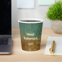 Teal guld neon glitter