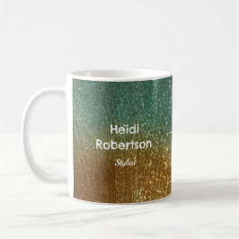 Teal guld neon glitter kaffemugg
