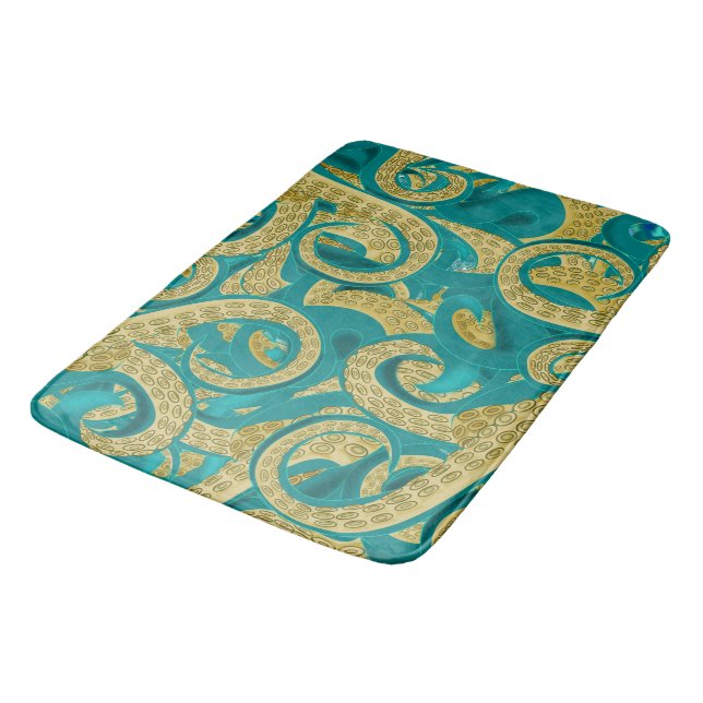 Teal Guld Octopus Bath Mat Badrumsmatta (Vinklad)
