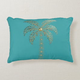 Teal Guld Palmtree Prydnadskudde