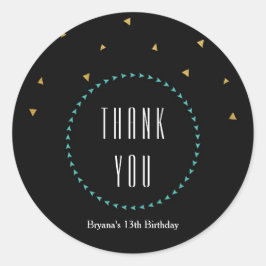 Teal Guld & Svarta Trianglar Moderna Feststicker Runt Klistermärke