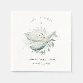 Teal Guld Undervattensfisk Blommigt Whale Fish Bab Pappersservett