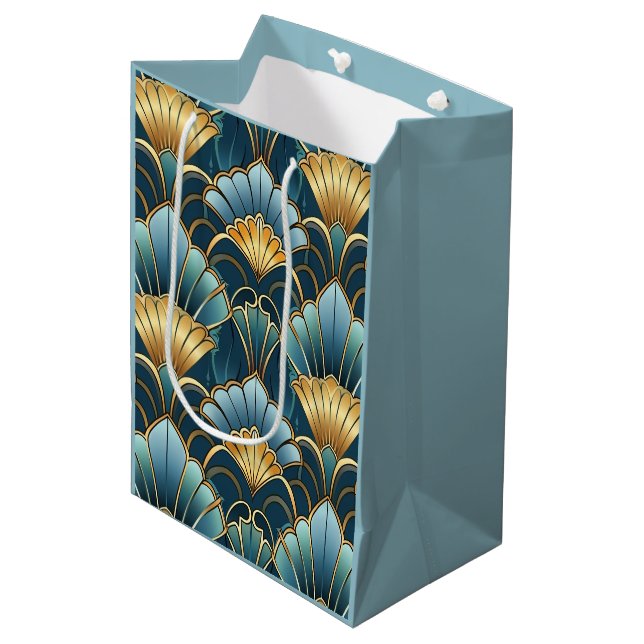 Teal guld vintage art deco mönster (Framsidan Vinklad)