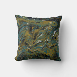 Teal, Guld, vit och svart olja Kudde