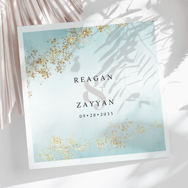 Teal & Guld Watercolor Pappersservett (Skapare uppladdad)