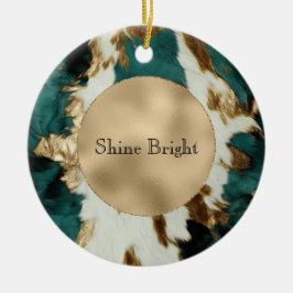Teal Guld White Cowhide Julgransprydnad Keramik