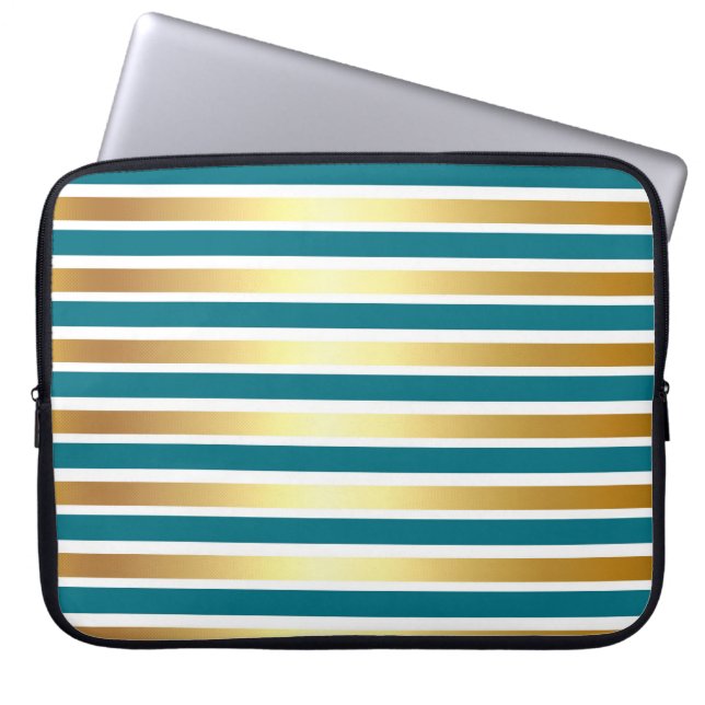 TEAL GULD WHITE SHINY RAND LAPTOP FODRAL (Framsidan)