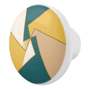 Teal Gult Beige Guld Geometric Artistic Home Knopp