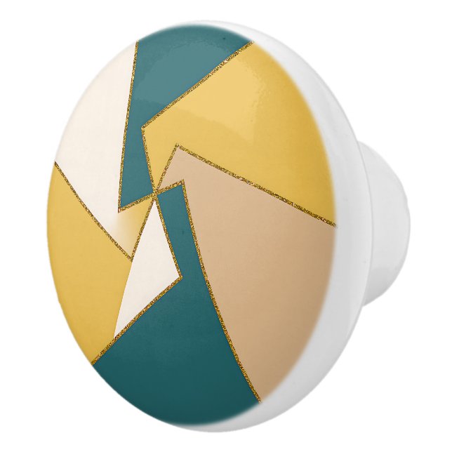 Teal Gult Beige Guld Geometric Artistic Home Knopp (Höger)