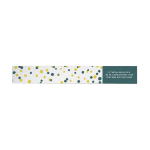 Teal & Gult Confetti Dots Modern Etikettband