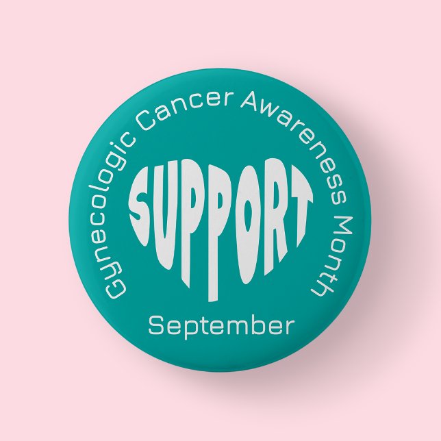 Teal Gynekologisk Cancermånad Knapp (Gynologic Cancer Awareness Month Badge)