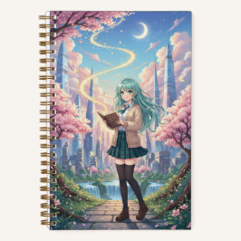 Teal Hair Anime Girl & Magic Storybook Journal