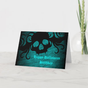 Teal Halloween-födelsedag Kort