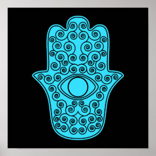 Teal Hamsa-Hand of Miriam-Hand of Fatima.png Poster