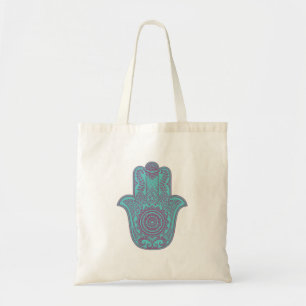 Teal Hamsa Tote Tygkasse