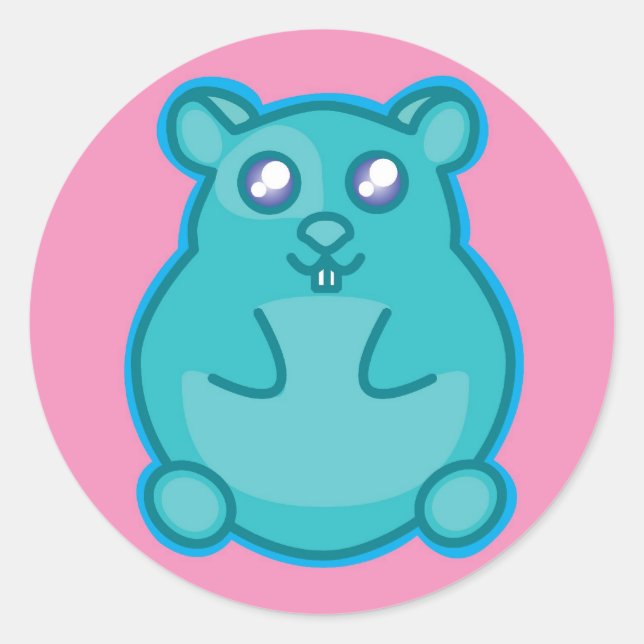 Teal Hamster Sticker Runt Klistermärke (Framsida)