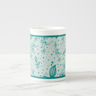 Teal Hand Drawn Greenery Benporslin Mugg
