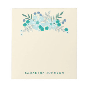 Teal Hand plockade Flowers, Personlig Anteckningsblock