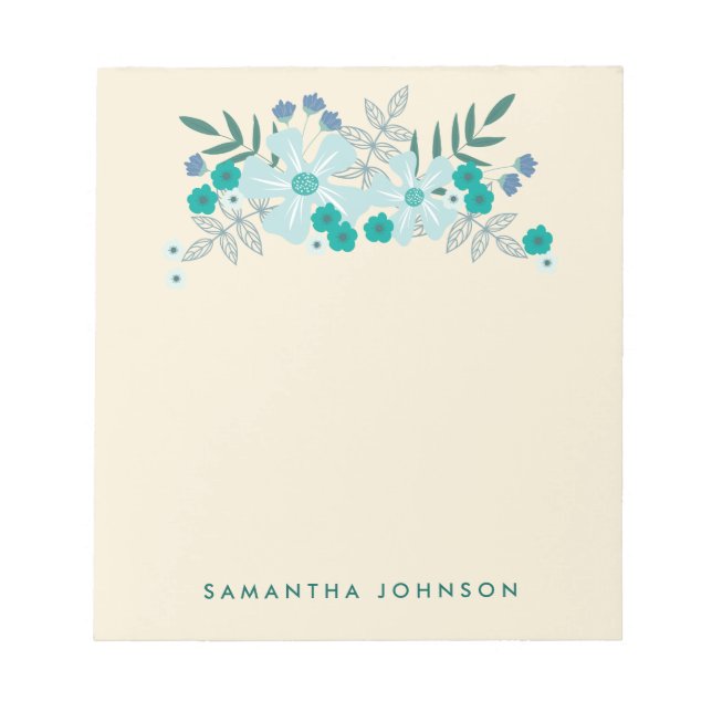Teal Hand plockade Flowers, Personlig Anteckningsblock (Framsida)