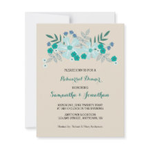 Teal Hand plockade Flowers, Rehearsal Dinner Inbju