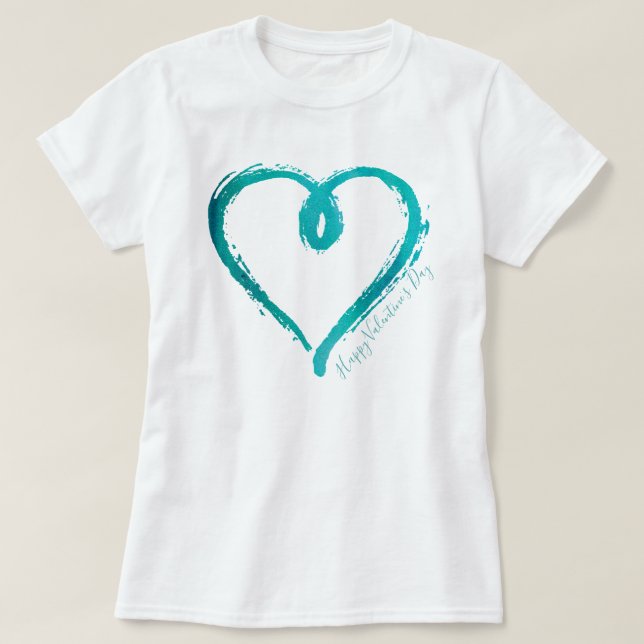 Teal Hand plockade Heart Tshirt T Shirt (Design framsida)