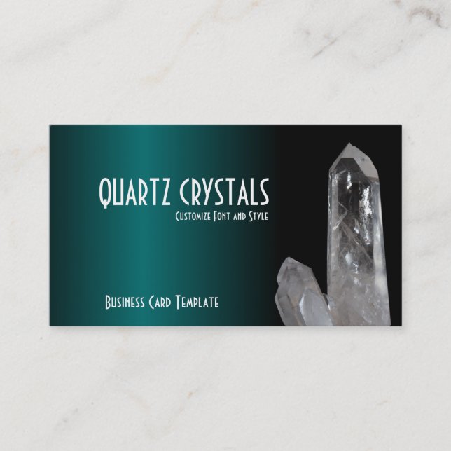 Teal Healing Crystals - Quartz Crystals Visitkort (Framsida)