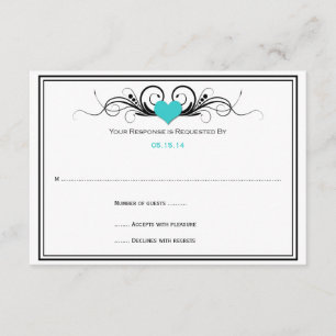 Teal Heart Black Swirls OSA Kort