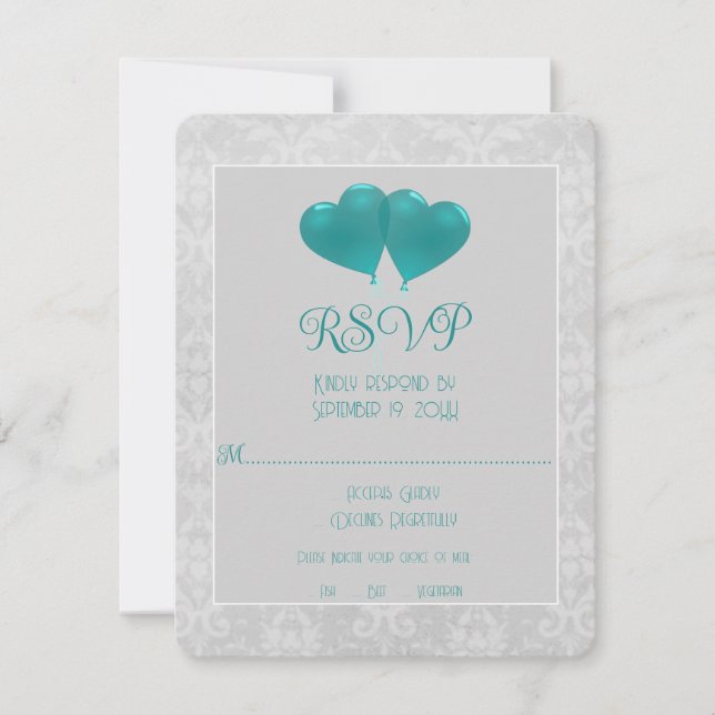 Teal Heart-bubblor-Bröllop OSA-kort OSA Kort (Framsida)