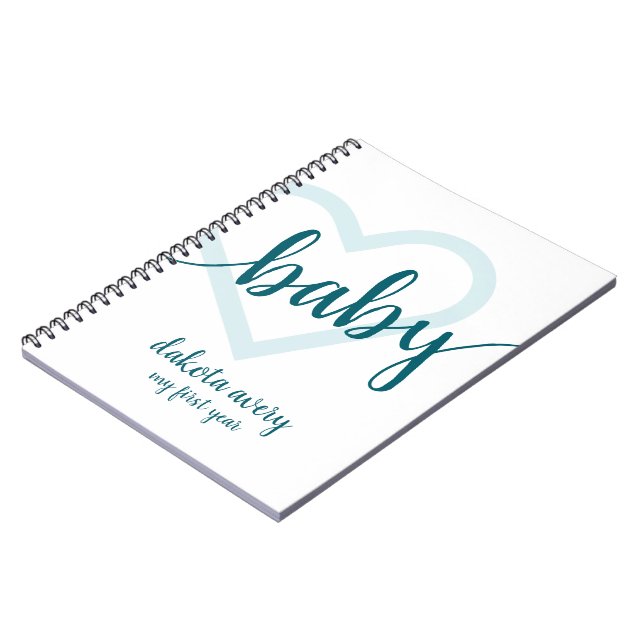 Teal Heart | Emerald Grönt Gravid Scrapbook Anteckningsbok (Vänstra Sidan)