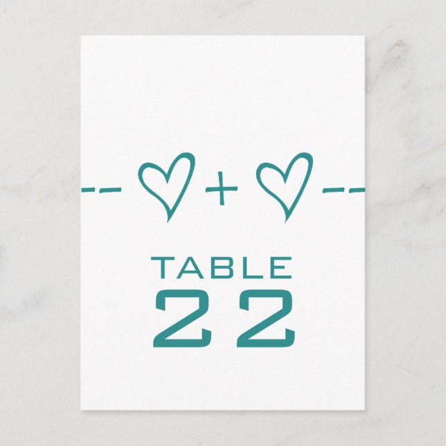 Teal Heart Equation Bordsnummer Postcard (Framsida)
